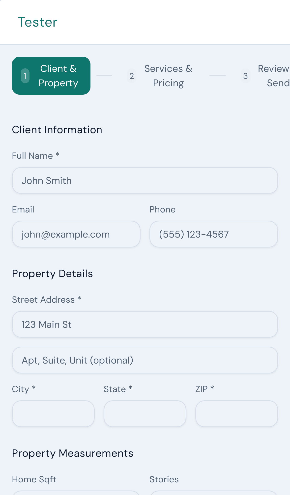 Live CleanEstimate estimator on a phone